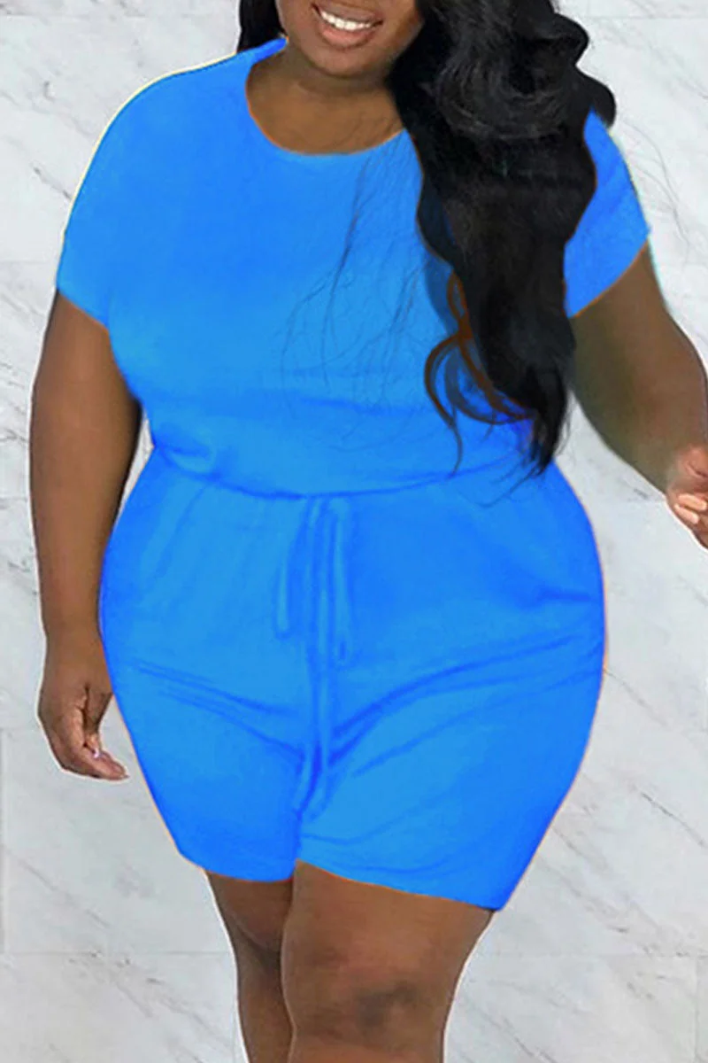 Fashion Casual Solid Basic O Neck Regular Jumpsuits