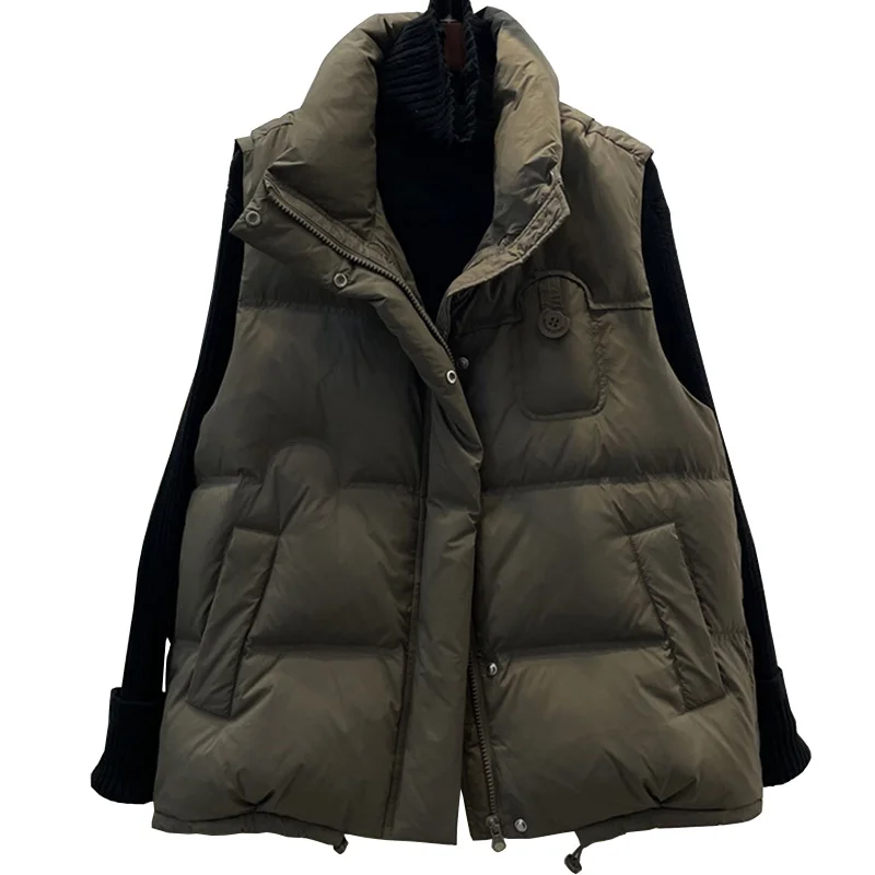 Woherb 24 Winter New Style Padded Jacket Female Korean Version Loose Wear Vest Vest European Goods Thick Warm Short Coat-Outfit Ideas