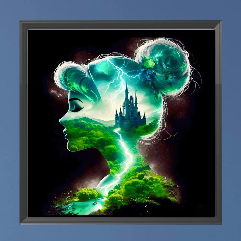 Diamond Painting - Full Square Drill - Princess Forest Silhouette(Canvas|35*35cm)