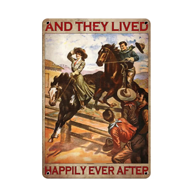 Western cowgirl - enseigne vintage en étain - 7.9x11.8 & 11.8x15.7inch