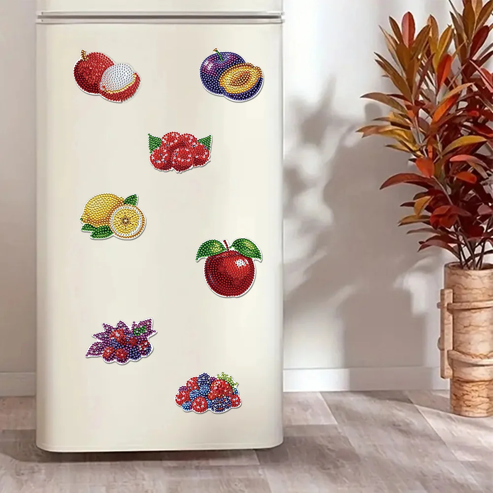 12Pcs Diamond Art Magnets Fridge Sticker Set for Adults Beginners (CN562 Fruit)