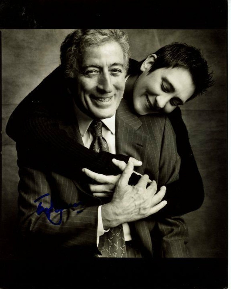 Tony bennett signed autographed w k.d. lang Photo Poster painting