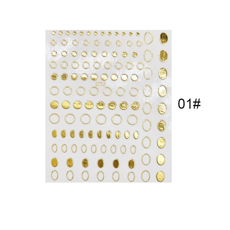 1 Sheet Christmas 5D Nail Stickers Gold And Sliver Snowflakes Transfer Nail Decals Slider Decoration For Manicuries