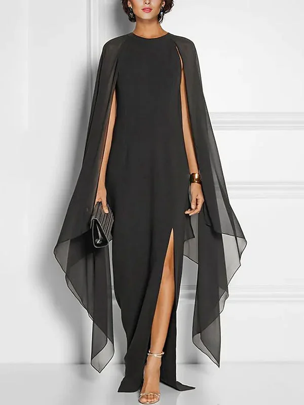 Slit Chiffon Elegant Ladies Kaftan Dress