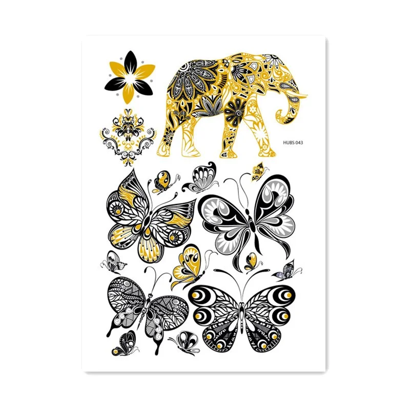 24 Kinds Metallic Bronzing Mandala Temporary Tattoo Sticker Glitter Gold Body Art Waterproof Disposable tatouage temporaire