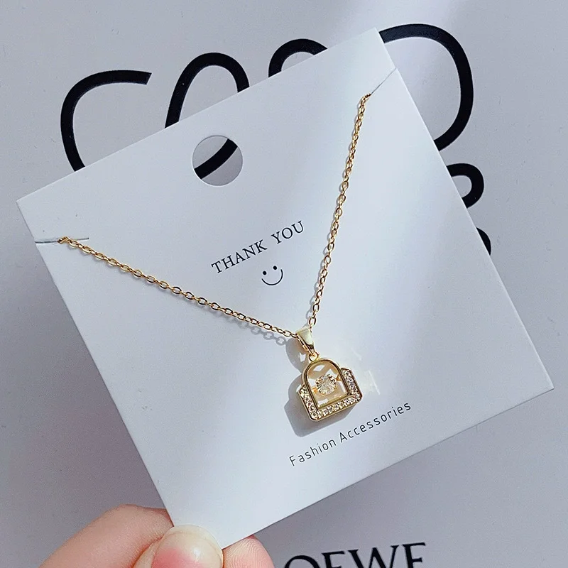 Handbag Zirconia Gold-Plated Necklace