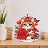 DIY Rose Cat Acrylic Special Shape Diamond Painting Desktop Ornaments