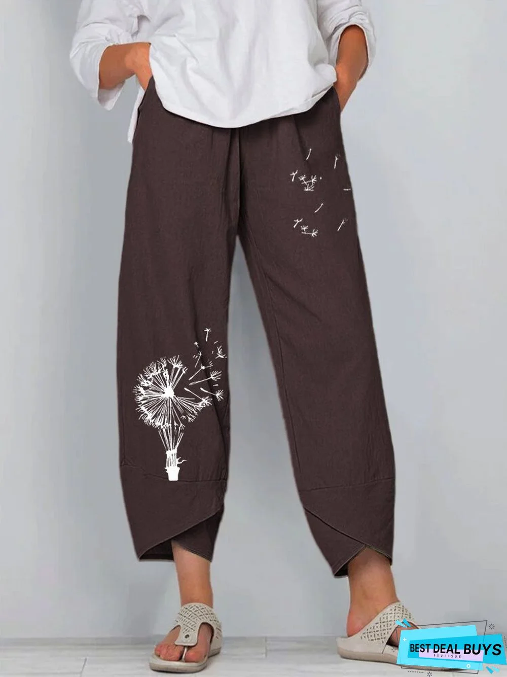 Printed Casual Cotton-Blend Pants