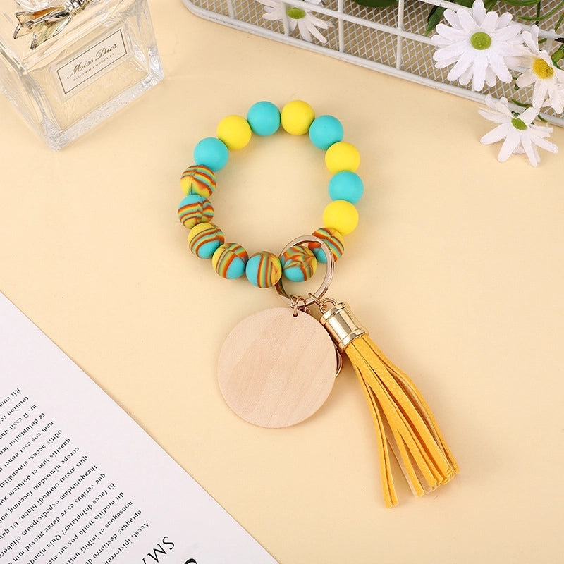 Minimalist Classic Style Solid Color Silica Gel Beaded Unisex Bag Pendant Keychain