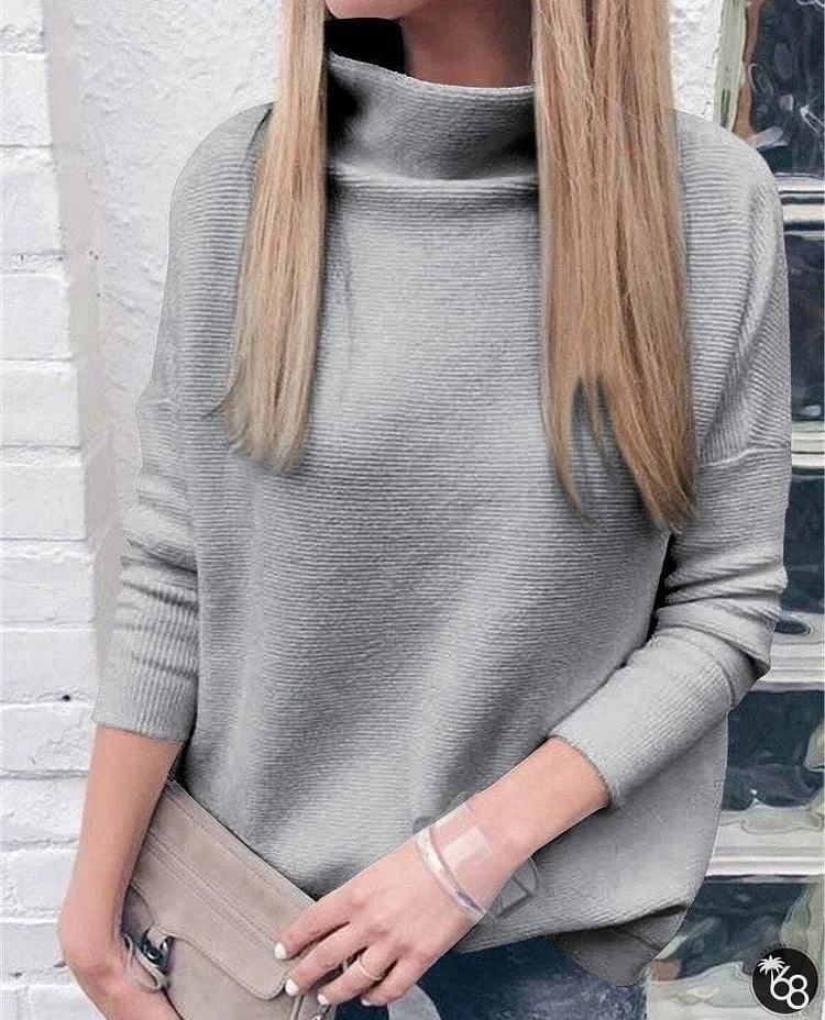 Long Sleeve Turtleneck Knitted Sweater | 168DEAL