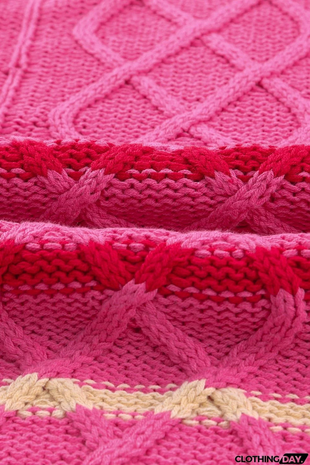 Striped Color Block Textured Knit Pullover Sweater