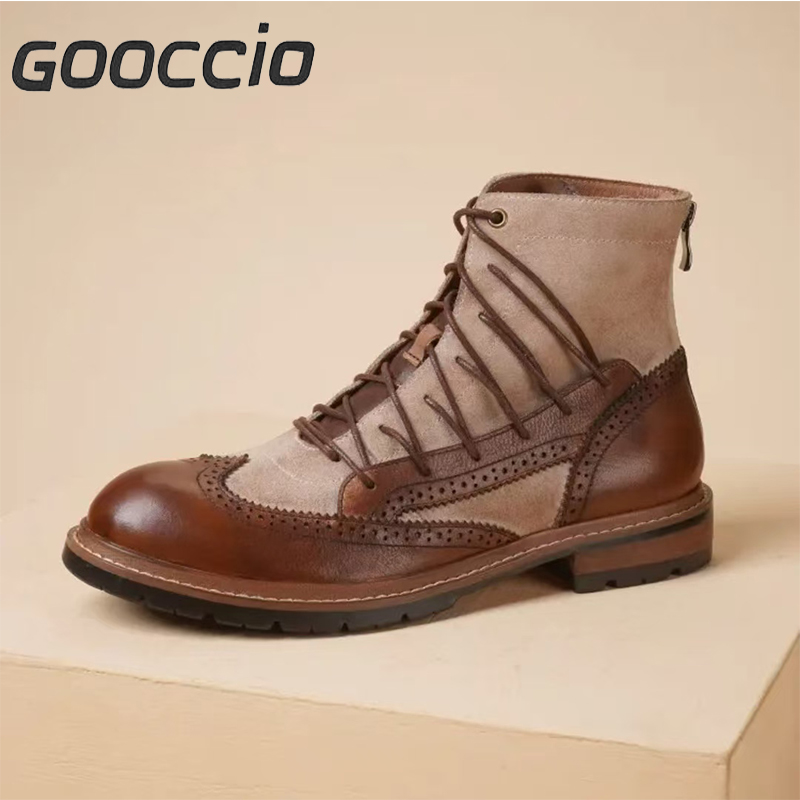 DT203 Retro-Style Cowhide Martin Boots For Men GOOCCIO   