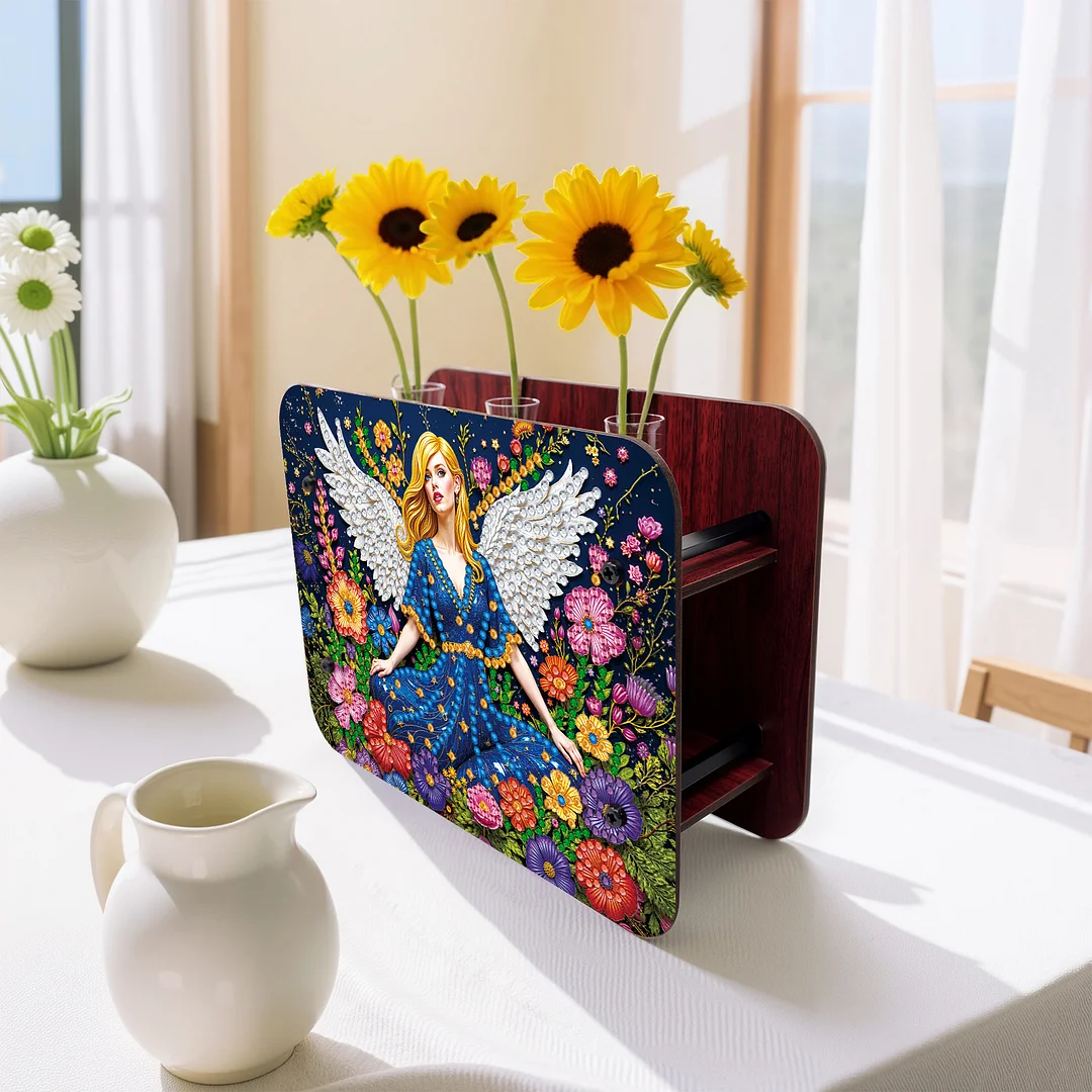 Angel Girl DIY Diamond Painting Wooden Tube Vase for Adults Gift Idea Home Decor