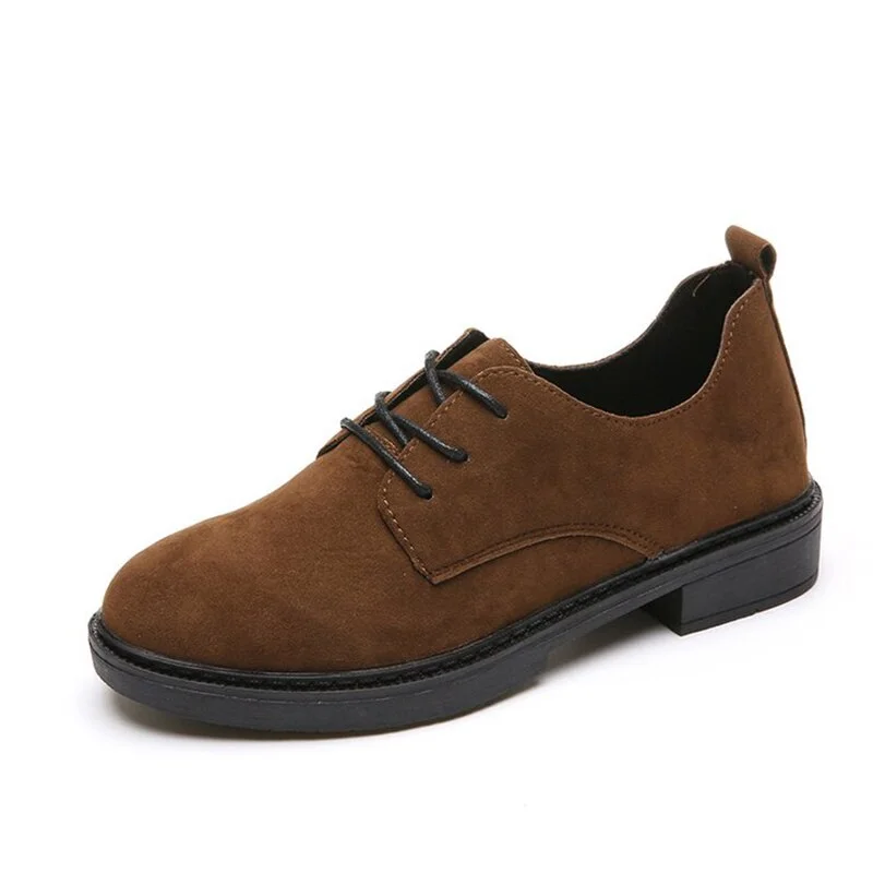 Women Autumn Flat Shoes Lace Up Suede Female Shoes Round Toe Comfortable Elegant Ladies Fashion Classic Footwear Casual Shoes