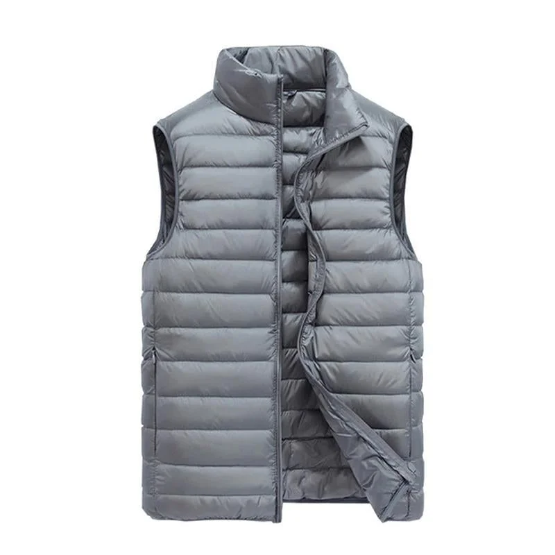 Men's Sleeveless Ultralight 90% White Duck Down Warm Vest Men's Casual Vest Warm Jacket Outwear Waistcoat