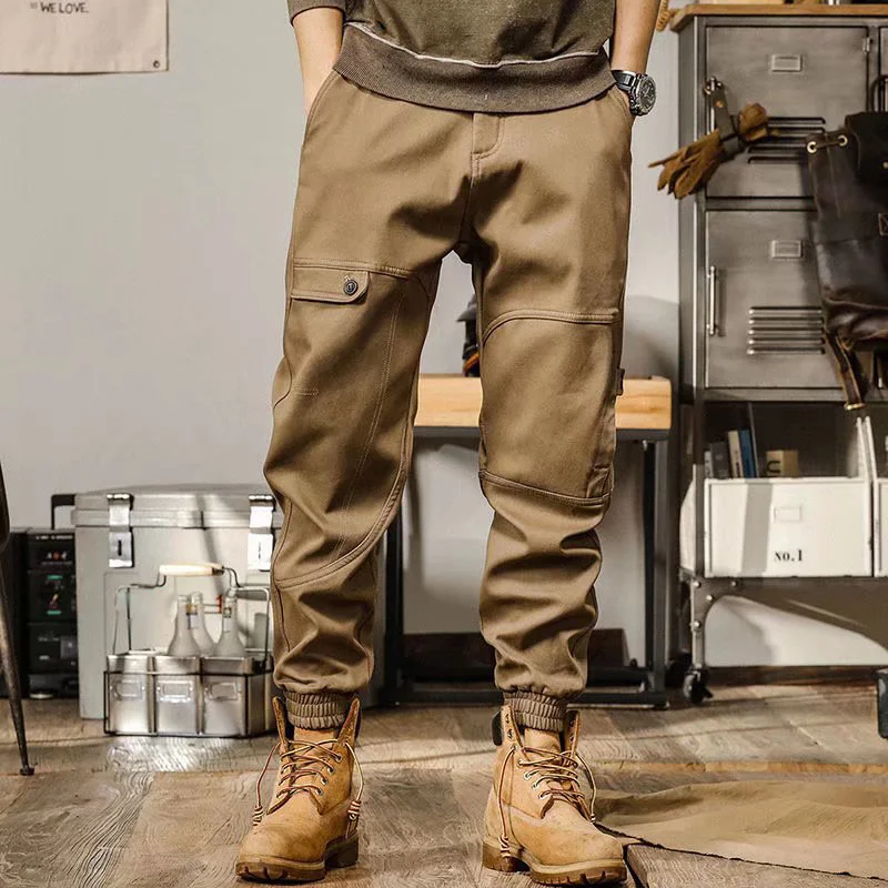 Men's Casual Retro American Loose Straight Cargo Pants Harem Pants