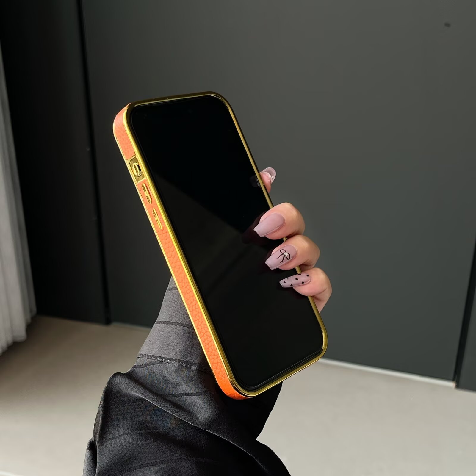 Luxury Hermes Genuine Leather Electroplating Elegant Apple iPhone Case