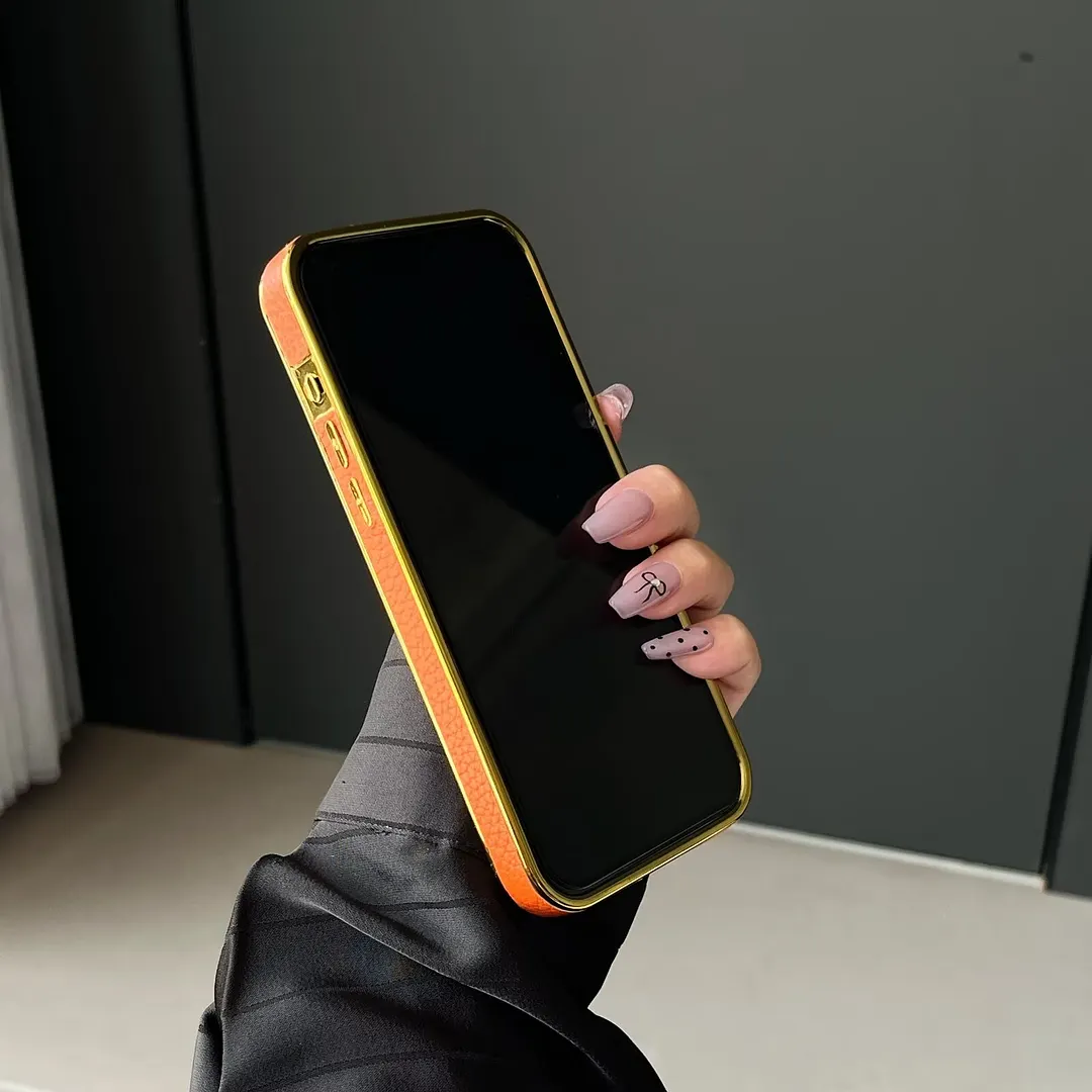 Luxury Hermes Genuine Leather Electroplating Elegant Apple iPhone Case