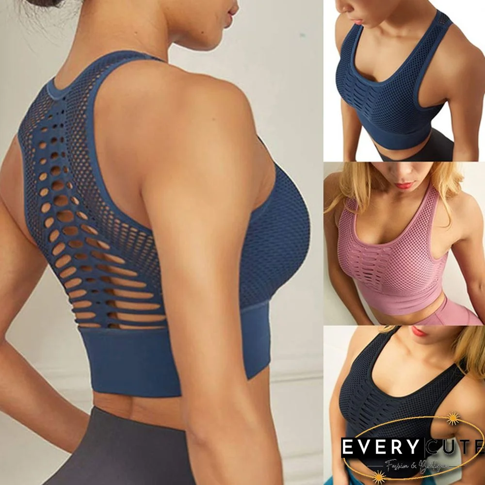 1pc Women's Fashion Seamless Sports Bra Yoga Bra Top Fitness Racerback Running Crop Tops