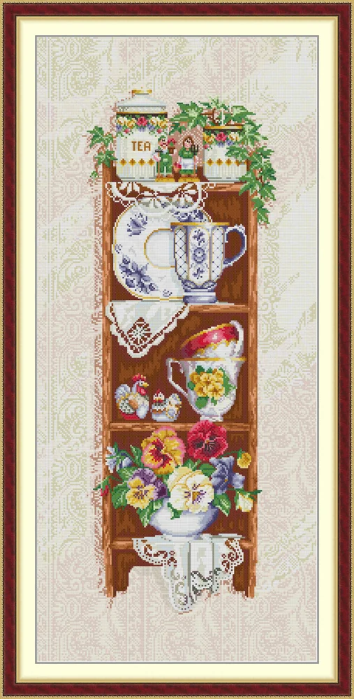 【Joy Sunday Brand】Museum Cabinet 41*81cm 14CT Stamped Cross Stitch gbfke