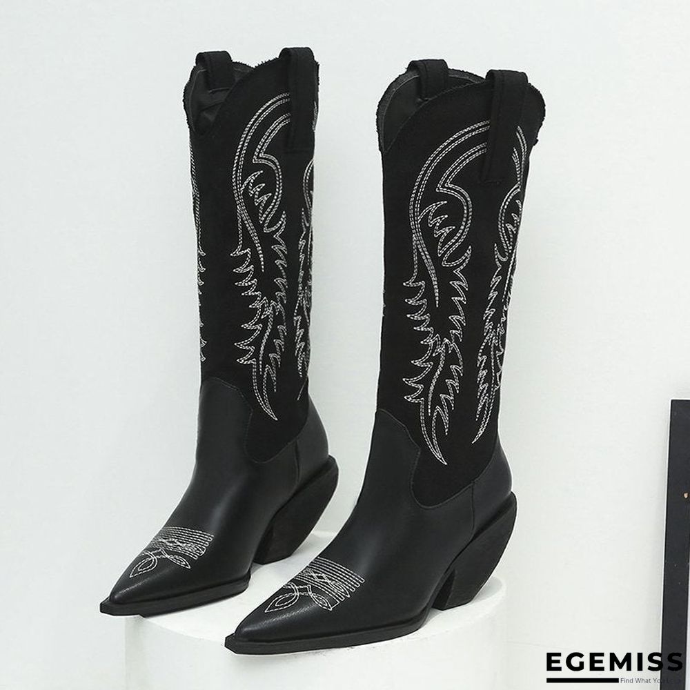 Autumn and Winter New Leather Boots European and American Wind Arrow Embroidered High-barrel Boots. | EGEMISS