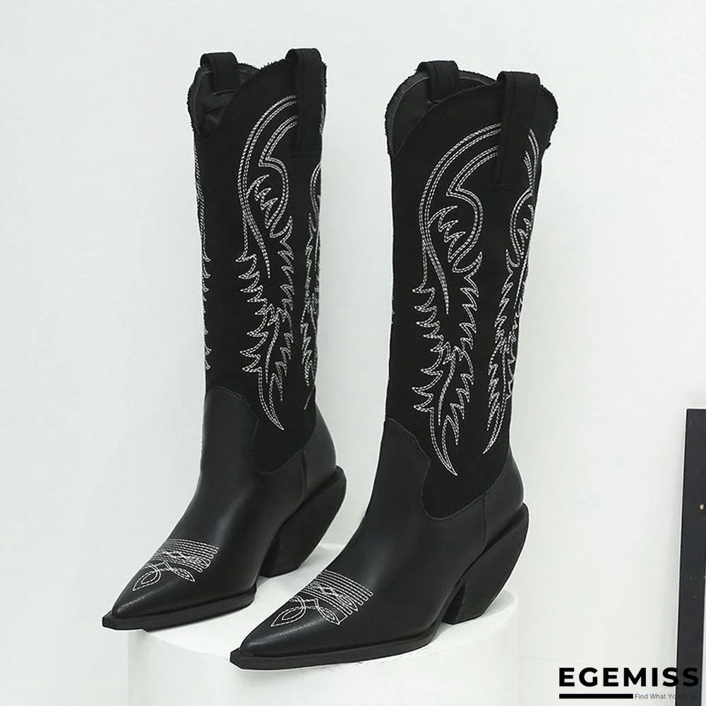 Autumn and Winter New Leather Boots European and American Wind Arrow Embroidered High-barrel Boots. | EGEMISS