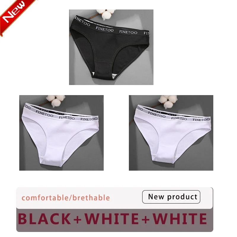 3PCS/Set Cotton Underwear For Woman Sexy Letter Panties Underpants Female M-XL Briefs Intimates Lingerie 6 Solid Color Pantys