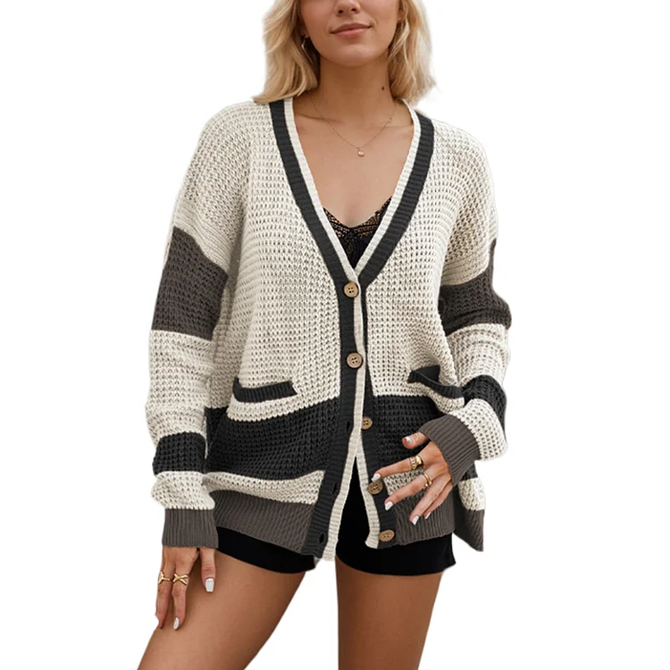 PASUXI Womens  V Neck Button Down Long Sleeve Cable Knit  Cardigan Sweaters huanwei