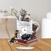 (US Local)Acrylic Special Shaped Cat Teacup 5D Diamond Painting Clock Art Craft for Decor