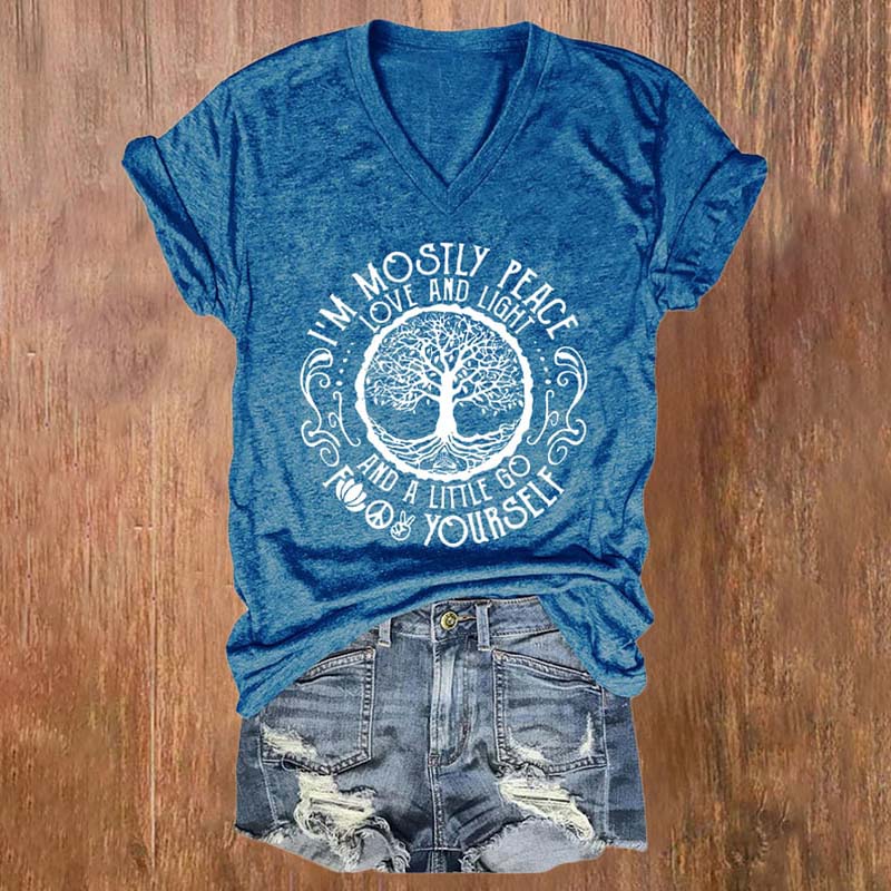 Comstylish I'M Mostly Peace Love And Light Print T-Shirt