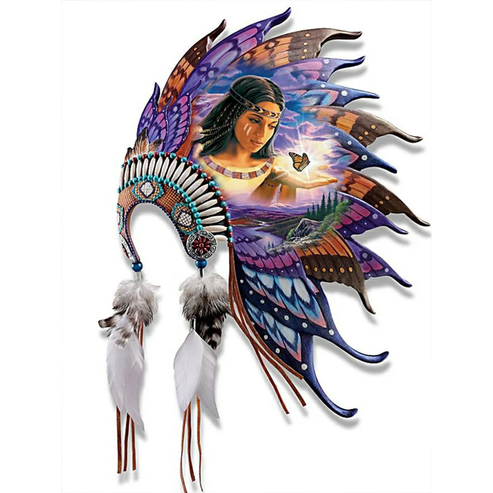 4pcs/Set Diamond Painting - Full Round Drill - Indian Headdress(Canvas|30*40cm)