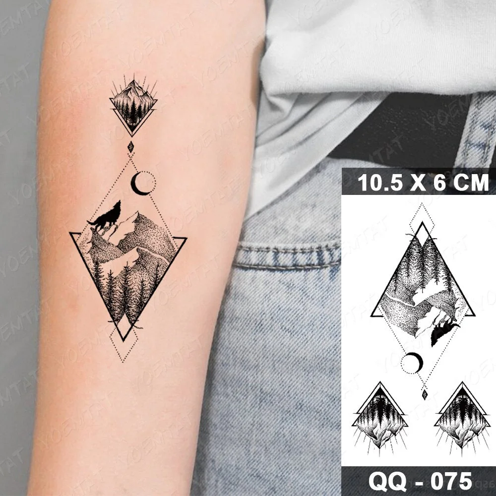 Waterproof Temporary Tattoo Sticker Alien Space Universe Flash Tatoo Cute Mountain Hand Wrist Fake Tatto For Body Art Women Men