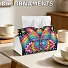 (25cm)Rainbow Floral Butterfly DIY Diamond Painting PU Tissue Holder Box