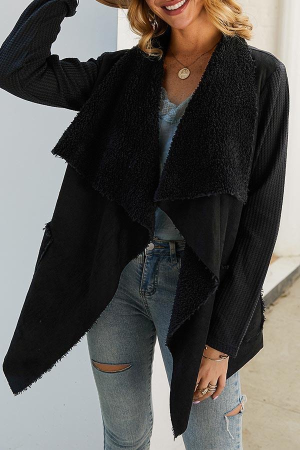 Fashionmigo Solid Plush Irregular Coat