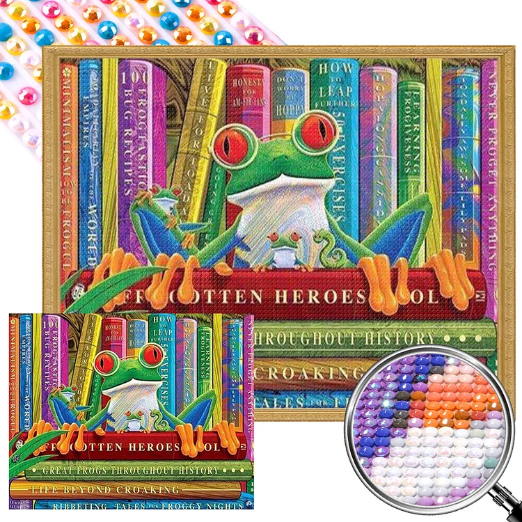 Reading Frog 50*40CM(Canvas) AB Round Drill Diamond Painting gbfke