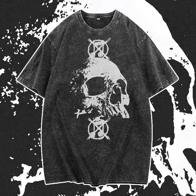 Davidhawaii100% Cotton Casual Vintage Skull Street T-Shirt - 100% Cotton