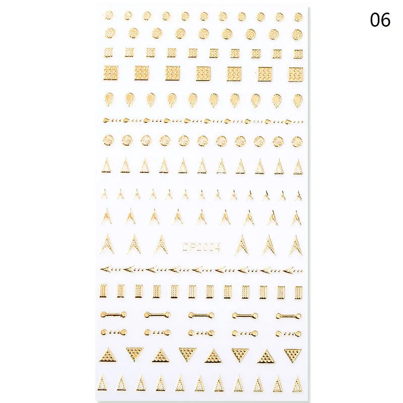1PC Gold Sliver Striping Tape 3D Nail Stickers Geometry Lines Slider For Nails Gel Polish Decals For Manicures DIY Decoration-Nail Inspo