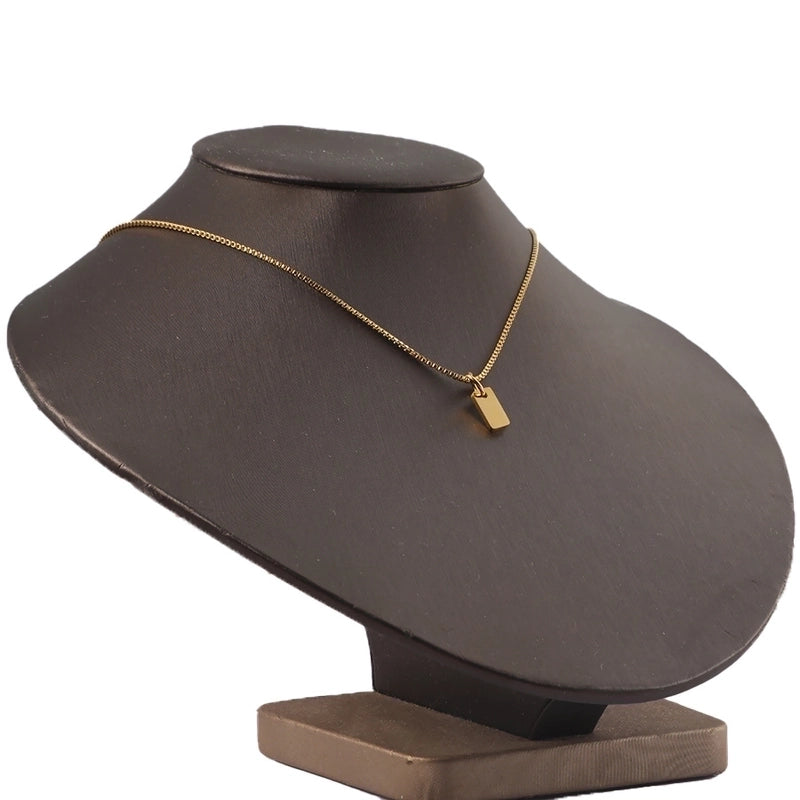 Minimalist Rectangle Titanium Steel Pendant Necklace