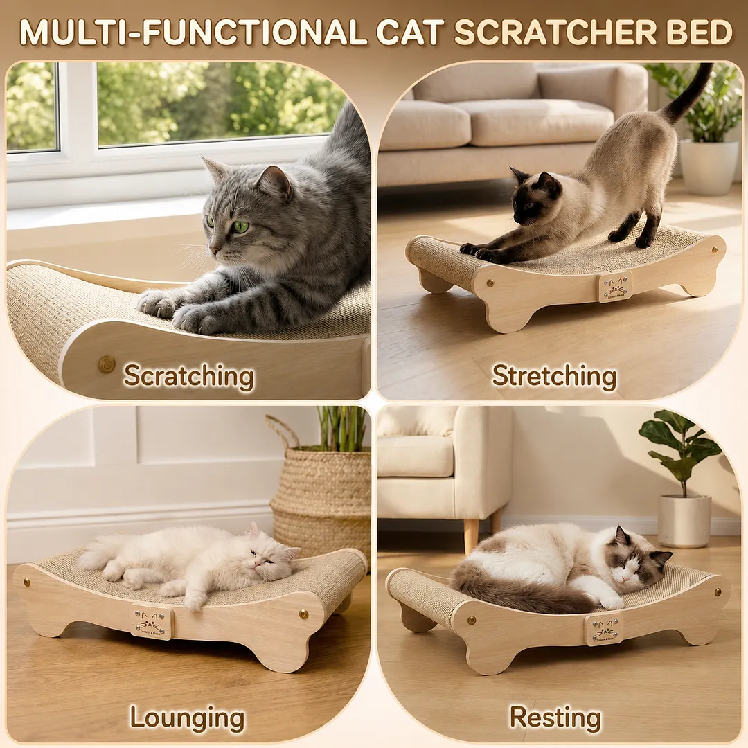 BEBANGCat Scratcher Bed for Indoor, Cat Scratch Pad Hammock for Indoor Cats Lounger & Scratch & Sleep