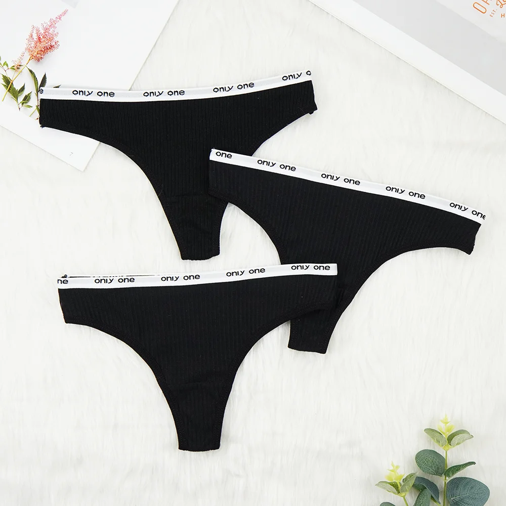 Billionm Sexy Panties for Women Thongs Bikini Ladies Lingerie Underwear Cotton Breathable Sporty Thread Letter Low Rise T Back