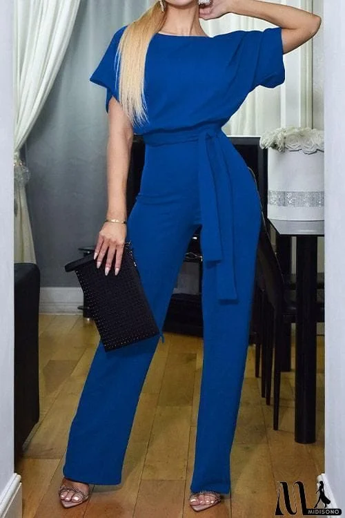 MidiSono - Short Sleeve Knot Jumpsuit