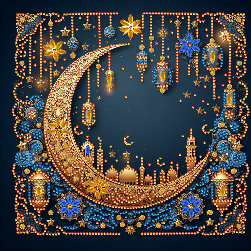 Late Night Crescent Moon 30*30cm(canvas) special shaped drill diamond painting
