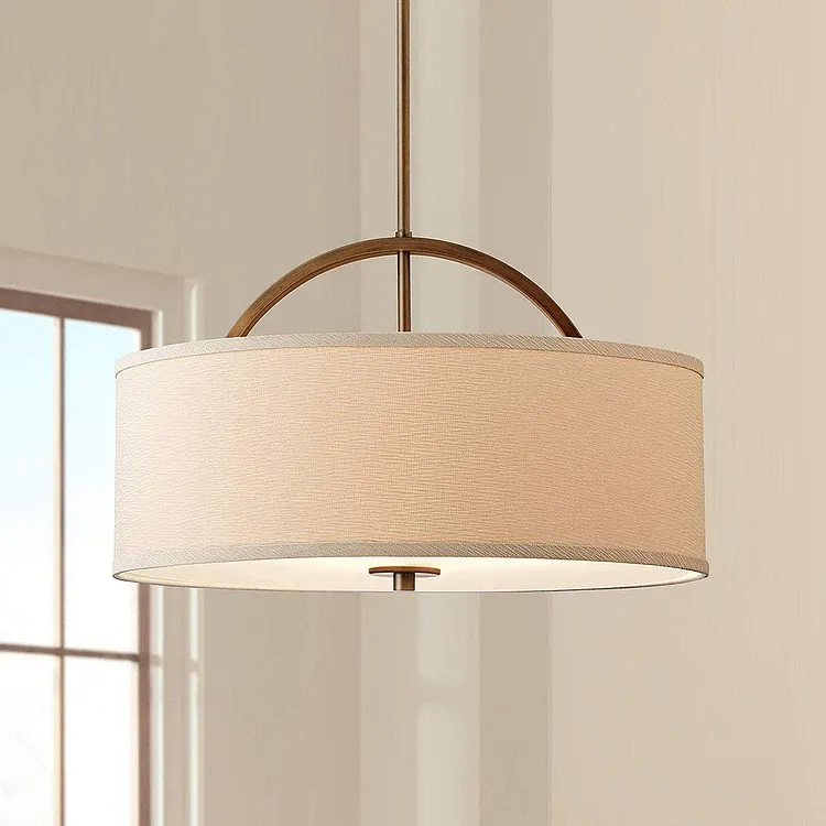 Boho Fabric White Round Pendant Light