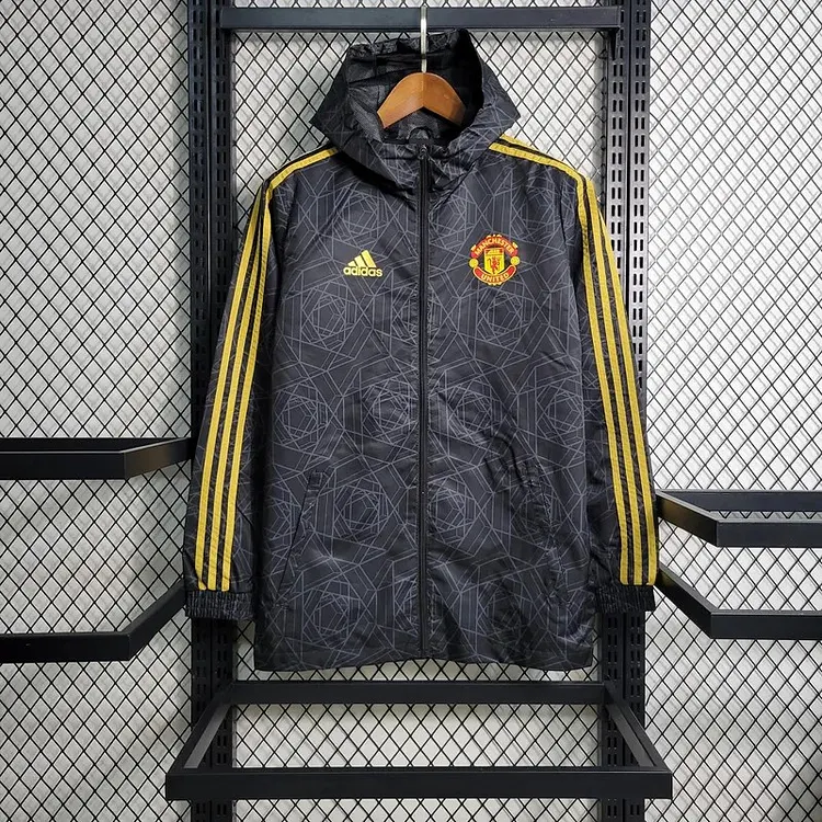 2023/2024 Manchester United Windbreaker Black Yellow Edge
