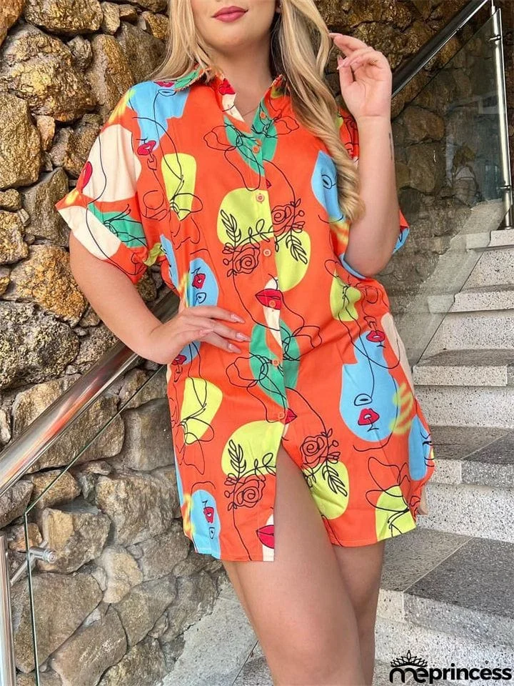 Women's Cute Cartoon Print Slim Fit Button Blouses