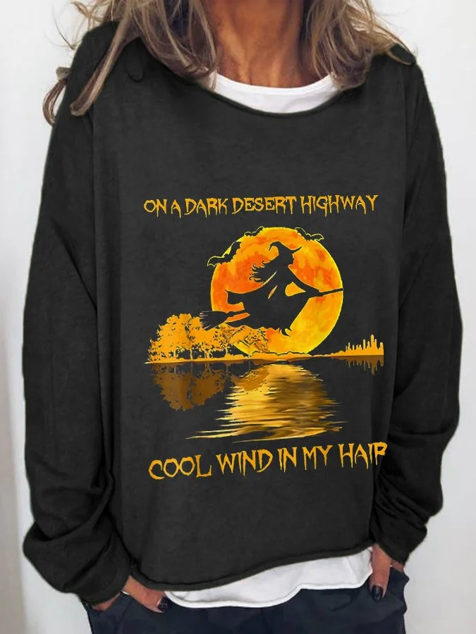 Witch Rides A Broom Printed Women's Tees