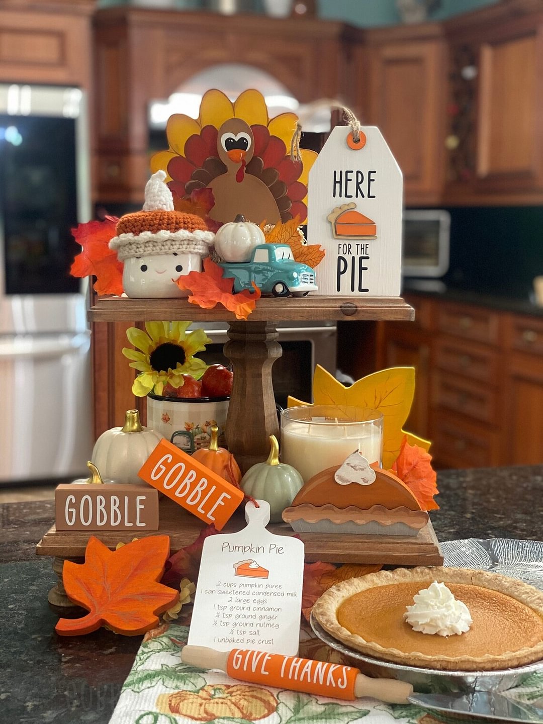 🦃[49% OFF TODAY] - Adorable and Shiny Thanksgiving Tiered Tray set✨  