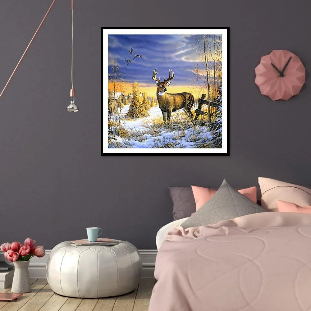 Diamond Painting - Full Round Drill - Snow Deer(30*30cm)