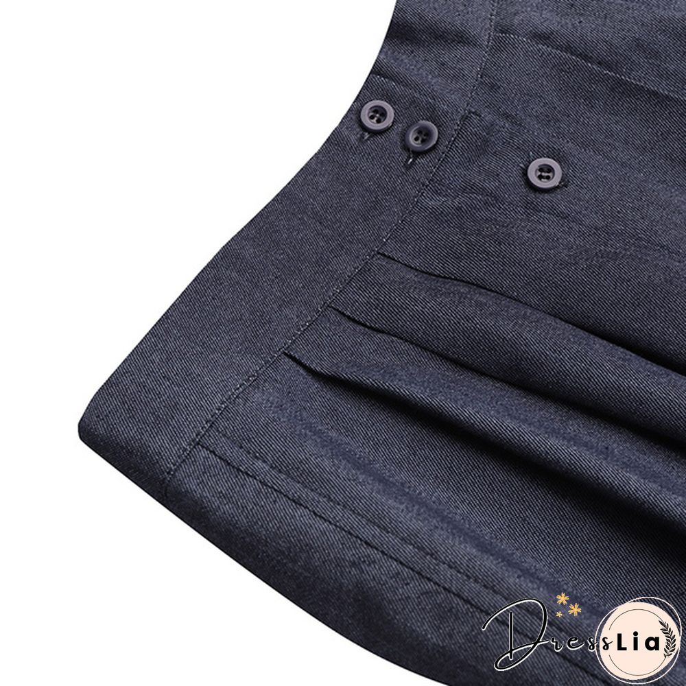 S-5Xl Ladies Denim Button Ruffle High Waist Long Skirt Dress Casual Elegant Loose Outwear A Line Dress Kleid