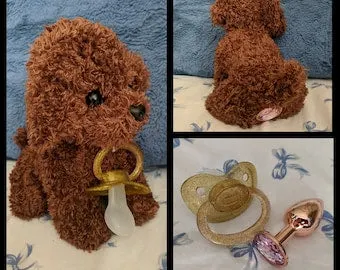 Pacifier/Plug Pup, Adult Pacifier,Rose Gold Butt Plug,Little Space, ABDL  Paci,Mature Plushie,Anal Plug,Adult Baby Pacifier,Big size pacifier